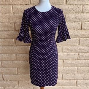 The Limited blue and orange polka dot dress